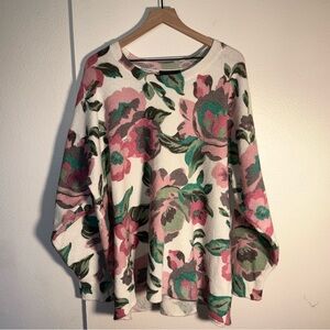 LANE BRYANT oversized floral wool blend plus romantic crewneck sweater 28 (4X)